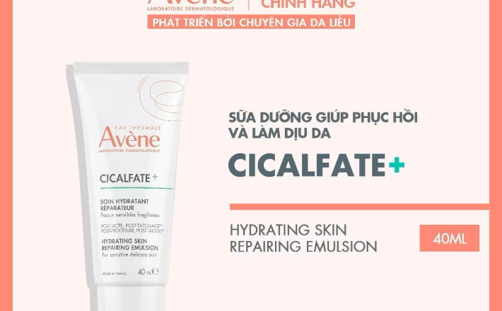 ￼Sữa dưỡng phục hồi Eau Thermale Avène CICALFATE+ HYDRATING SKIN REPAIRING EMULSION 40ml giúp làm dịu da 