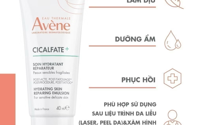 ￼Sữa dưỡng phục hồi Eau Thermale Avène CICALFATE+ HYDRATING SKIN REPAIRING EMULSION 40ml giúp làm dịu da 