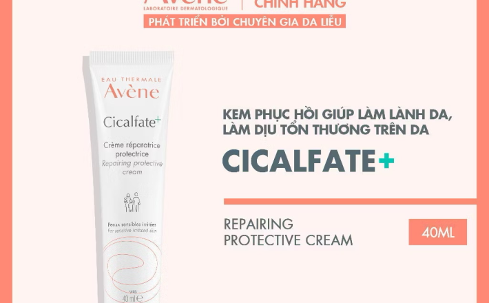 ￼Kem phục hồi Eau Thermale Avène CICALFATE+ Repairing Protective Cream giúp làm lành da, làm dịu tổn thương trên da 40ml 