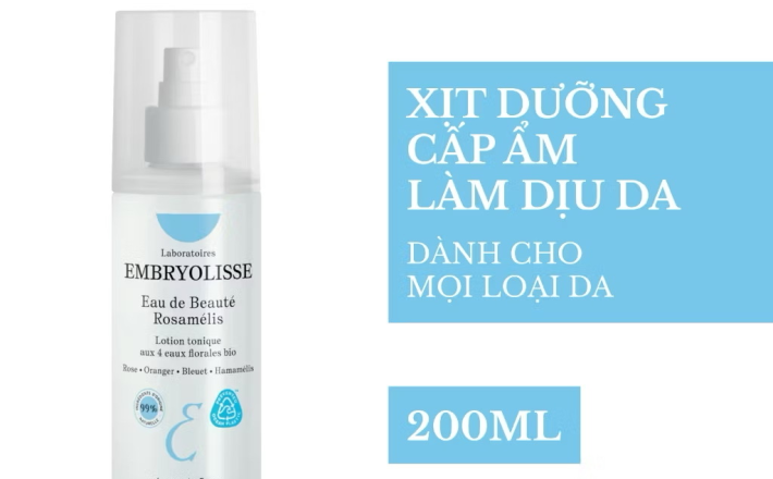 ￼Xịt Dưỡng Cấp Ẩm Sâu Embryolisse Eau De Beaute Rosamelis 200ml 