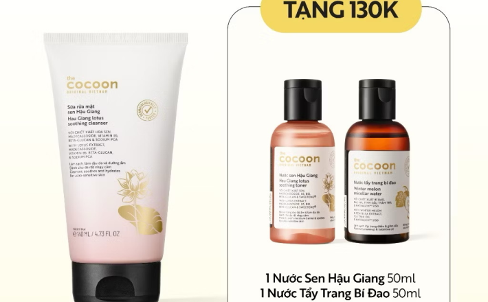 ￼Sữa rửa mặt sen Hậu Giang Cocoon 140ml 