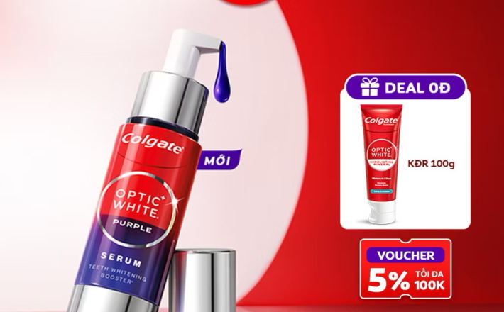 ￼Tinh chất trắng răng tăng cường Colgate Optic White Purple Serum-Trung hòa sắc vàng, rạng rỡ tức thì 40ML 
