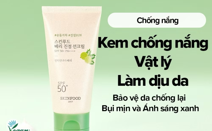 ￼[SKINFOOD Official] Kem chống nắng vật lý Berry Soothing Physical Sunscreen 50ml SPF 50+ PA++++ / Giúp da trắng sáng rạng rỡ / Kem chống nắng siêu dịu nhẹ không gây kích ứng / Bảo vệ da khỏi tia UV và bụi mịn
