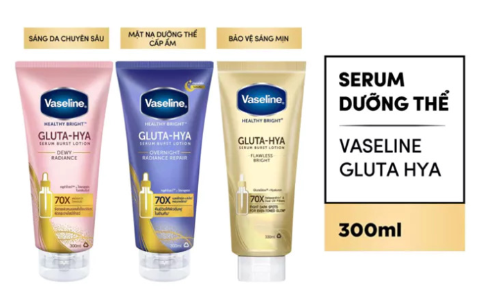 ￼Serum Vaseline Gluta-Hya Dưỡng Da Sáng Mịn Sau 7 Ngày 300ML/330 ML (tùy đợt nhập hàng) 