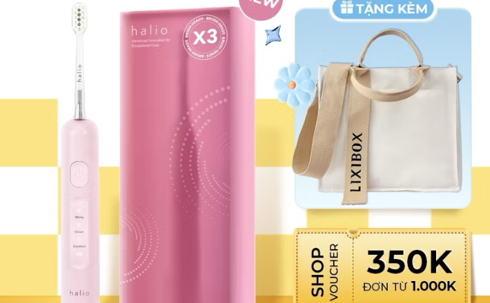 ￼Bàn Chải Điện Tích Hợp Công Nghệ Chuyển Động Kép Halio Wave Sonic Electric Toothbrush 
