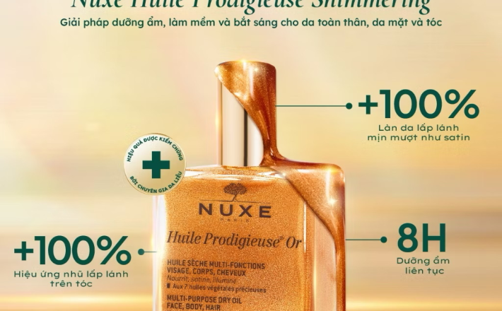 ￼Dầu khô có nhũ Nuxe Huile Prodigieuse Shimmering Dry Oil 50ml 