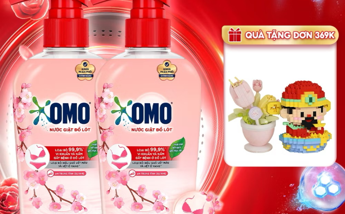 ￼Combo 2 Chai Nước Giặt Đồ Lót OMO Hương Hoa Anh Đào Thanh Lịch 300G 