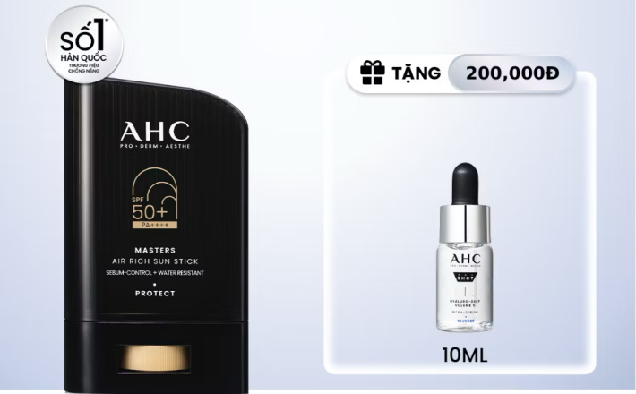 ￼Sáp Chống Nắng AHC phổ rộng kiềm dầu suốt 24H Masters Air Rich Sun Stick 22g 