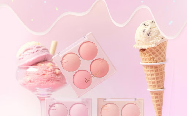 ￼Phấn má hồng 4 ô Dasique Blending Mood Cheek Blush 12g