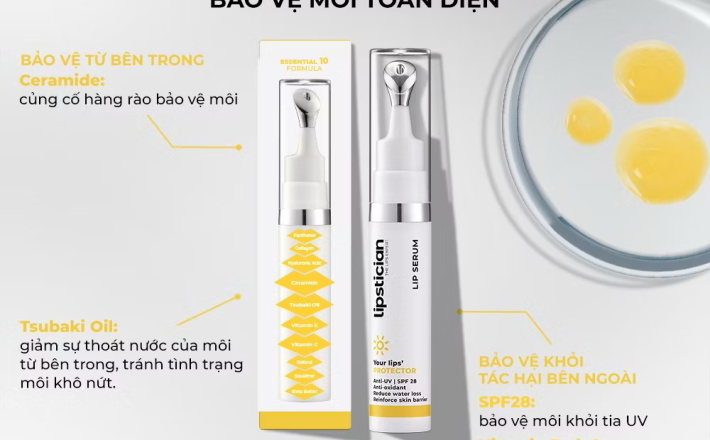 ￼Serum dưỡng môi chống nắng và bảo vệ toàn diện Lipstician Lip Serum Protector 9g