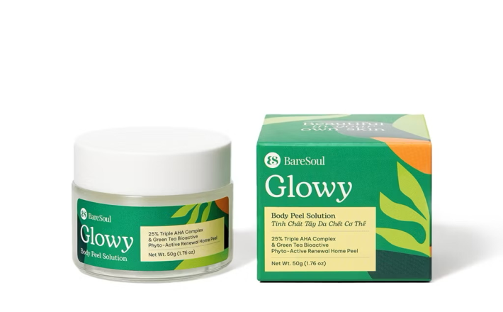￼[TẶNG CỌ] Peel da giúp làm sáng, giảm thâm mông, nách, bikini, đầu gối, khuỷu tay AHA 25% BareSoul Glowy Body Peel 50g 