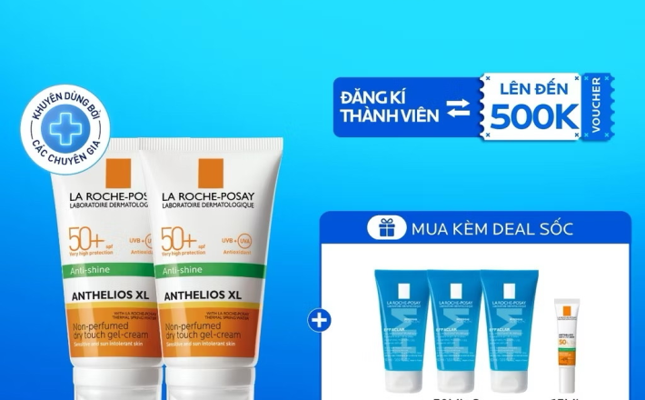 ￼[PHIÊN BẢN NÂNG TONE] Bộ đôi kem chống nắng nâng tone cho da dầu La Roche-Posay Anthelios XL SPF50+ 50ml 