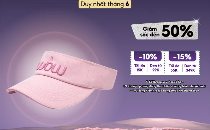 ￼Mũ lưỡi trai nửa đầu WOW by NHA PHUONG cotton - P0013 