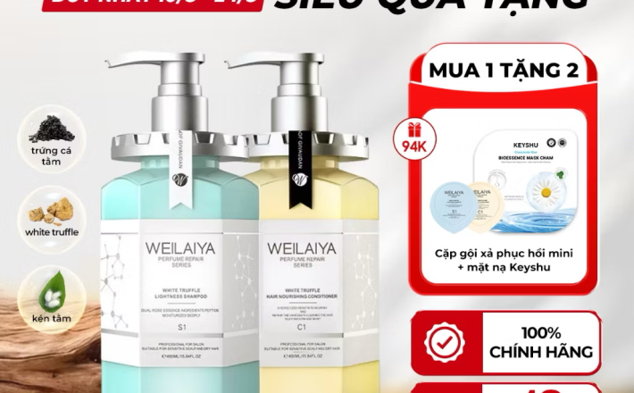 ￼Cặp dầu gội xả phục hồi tóc Weilaiya chiết xuất nấm Truffle chống lão hóa da đầu 450ml/chai 