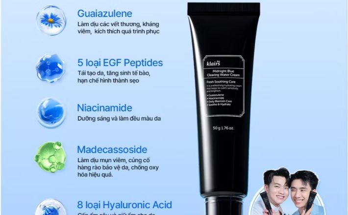 ￼Kem dưỡng ẩm, hỗ trợ tái tạo da Midnight Blue Clearing Water Cream 50g 