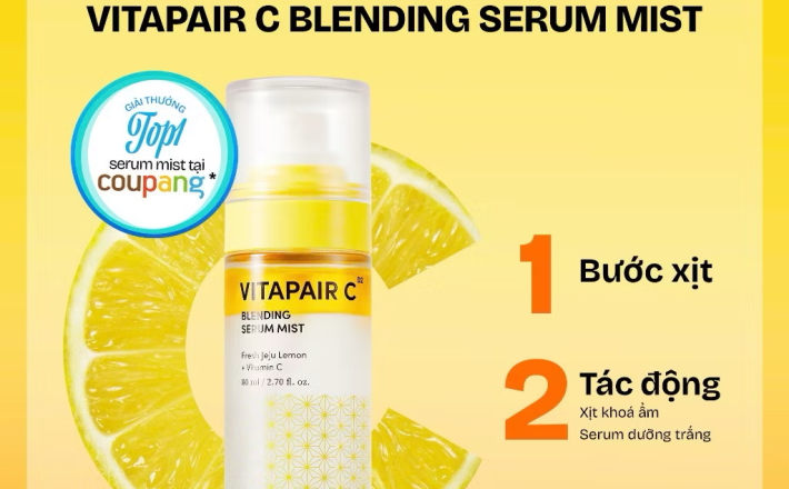 ￼[ TẶNG 1 MASK ] SERUM DẠNG XỊT 2IN1 DƯỠNG SÁNG CĂNG BÓNG DA NATURE REPUBLIC VITAPAIR C BLENDING SERUM MIST 80ML [b1] 