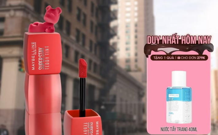 ￼Son Kem Bông Bền Màu Superstay Teddy Tint Maybelline New York 5ml 