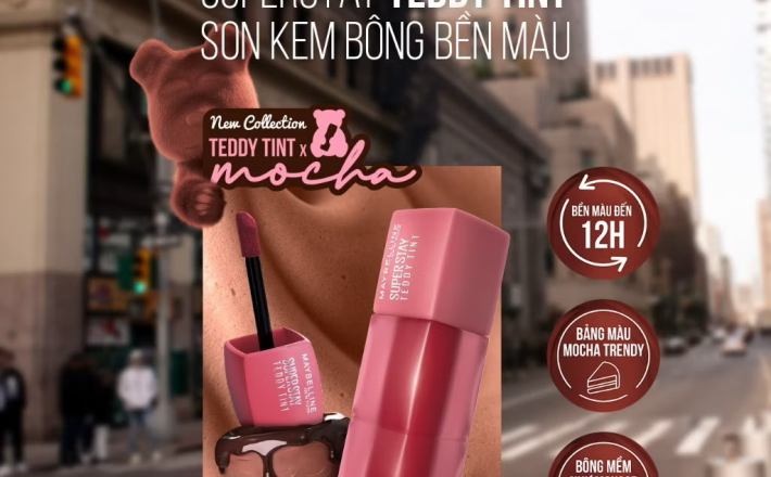 ￼Son Kem Bông Bền Màu Superstay Teddy Tint Maybelline New York 5ml 