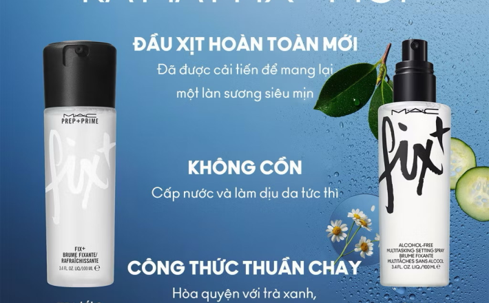 ￼Xịt makeup đa năng MAC Fix+ Alcohol Free Multitasking Setting Spray 100ml không cồn, dưỡng ẩm làm mềm da và cố định lớp 