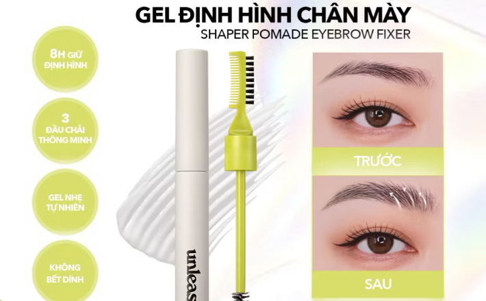 ￼Định hình chân mày UNLEASHIA Shaper Pomade Eyebrow Fixer Sáp dưỡng lông mỏng nhẹ 