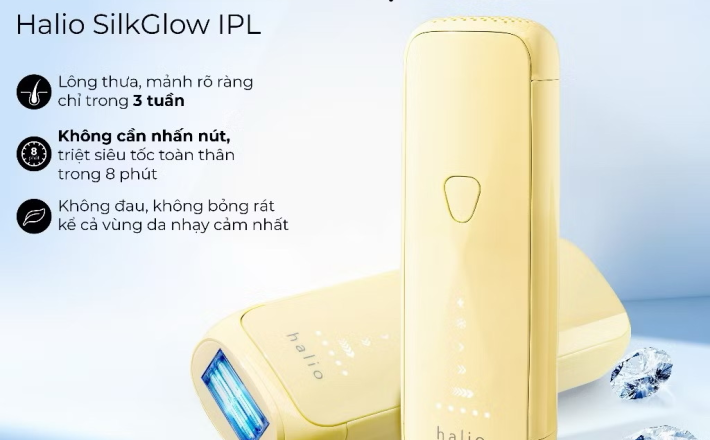 ￼[MỚI] Máy Triệt Lông Halio SilkGlow IPL Sapphire Cooling Hair Removal Device 