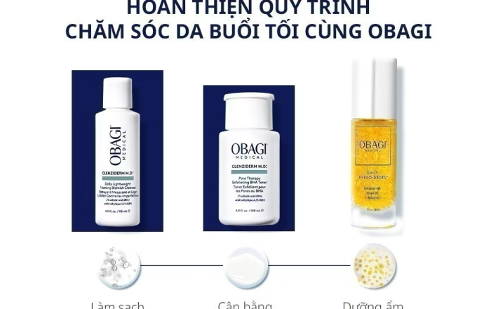 ￼Bộ đôi dưỡng da Toner BHA giảm mụn và Sữa rửa mặt Obagi Medical Clenziderm M.D BHA (148ml & 118ml) 