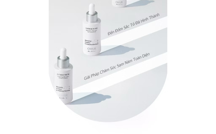 ￼[OHUI Official]Tinh chất dưỡng sáng chuyên sâu Niacinamide 5%Extreme White Mela Toning Dark Spot Ampoule Essence 30ml 