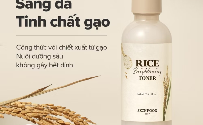 ￼[SKINFOOD Official] Toner sáng da từ gạo 160ml/ Nuôi dưỡng/ Chăm sóc Nếp nhăn/ Rice Brightening Toner 