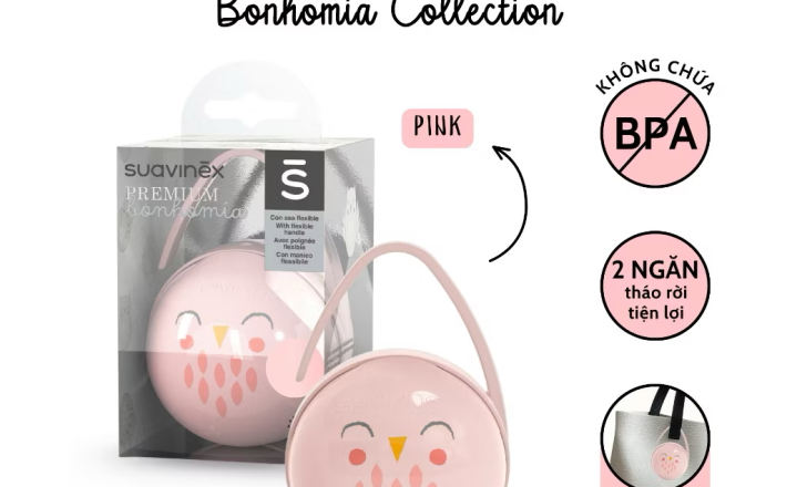 Hộp đựng hai ty ngậm SUAVINEX 2 ngăn có dây treo tiện dụng 