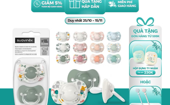 Bộ 2 ty ngậm silicone SX PRO SUAVINEX 