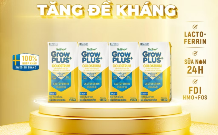 ￼Thùng 24 hộp Sữa bột pha sẵn Nutifood Sweden GrowPLUS+ Colostrum Lactoferrin 110ml 