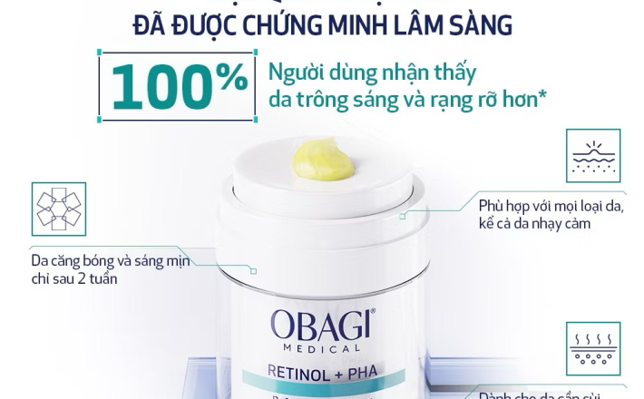 ￼[MỚI - VOUCHER SVIP 20%] Kem dưỡng tái tạo & trẻ hóa da ban đêm Obagi Medical Retinol + PHA (50ml) 