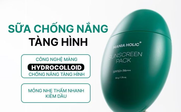 ￼Sữa chống nắng Mania Holic Sunscreen Pack tàng hình, thấm nhanh, an toàn cho mọi loại da SPF50 PA++++ dung tích 50g 