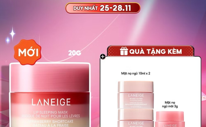 ￼Mặt Nạ Môi LANEIGE Lip Sleeping Mask Strawberry Shortcake 20G 