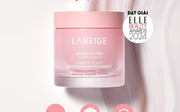 ￼[LANEIGE X KOL] Mặt Nạ Ngủ Laneige Bouncy & Firm Sleeping Mask 60ml tăng cường collagen và làm săn chắc da 