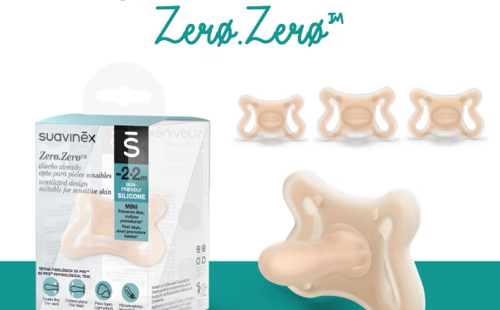 ￼Ty ngậm silicone nguyên khối với núm ty ZERO.ZERO SUAVINEX cho bé từ 0 tháng tuổi 