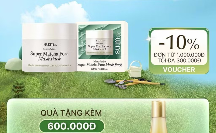 ￼[SU:M37 OFFICIAL] Mặt nạ matcha làm sạch sâu Su:m37 Micro-Active Super Matcha Pore Mask Pack 100ml 