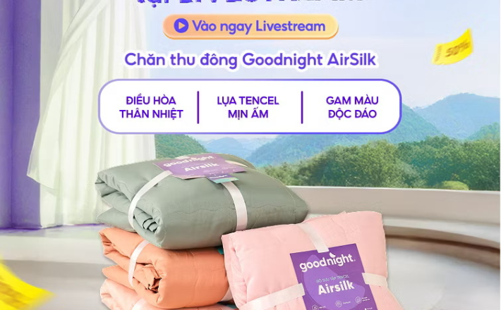 ￼Chăn Lụa Tencel Vua Nệm Goodnight Airsilk 220x200cm, Chăn Tencel, Chăn trần, Chăn thu đông 