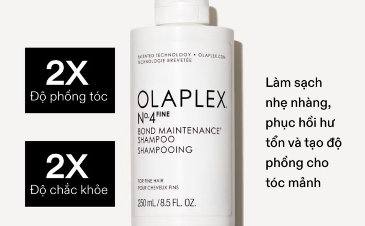￼Dầu gội giúp phục hồi tóc hư tổn, tăng độ phồng & chắc khỏe cho tóc mảnh Olaplex No.4FINE 250ml 