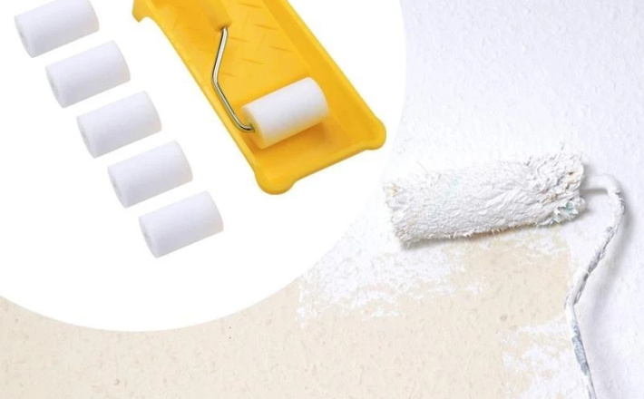 Con lăn sơn Mini Vỏ len có khay Bộ con lăn sơn nhỏ có thể tháo rời cho các dự án Stencil DIY chi tiết