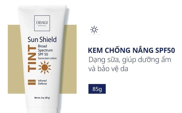 [HSD 02/2026] Kem Chống Nắng Phổ Rộng Dạng Kem Lót Obagi Sun Shield Tint Broad Spectrum SPF50 Warm 85g