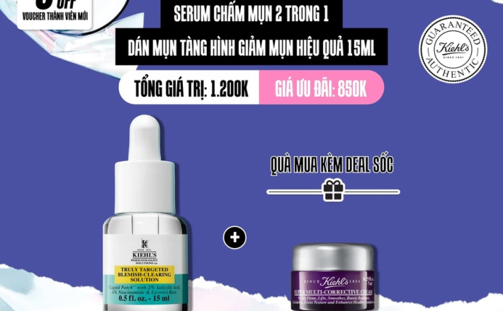 Serum chấm mụn 2 trong 1 Kiehl's Truly Targeted Blemish - Clearing Solution 15ml