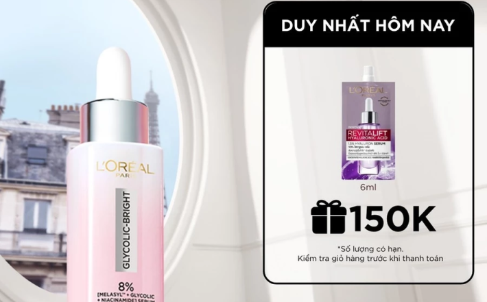 Serum Glycolic Melasyl 8% [Melasyl+Glycolic+Niacinamide] dưỡng sáng da, mờ thâm mụn & nám Loreal Paris