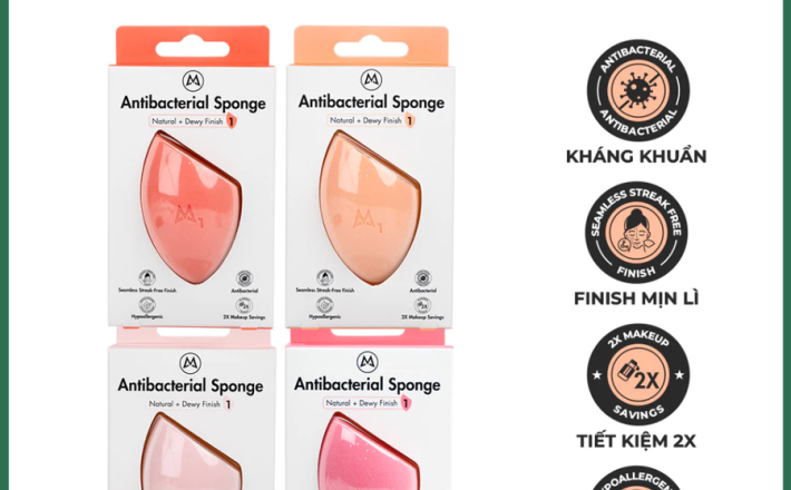 Mút Trang Điểm Mastige Kháng Khuẩn (1 Cái) Antibacterial Sponge Hasaki Sản Phẩm Chính Hãng