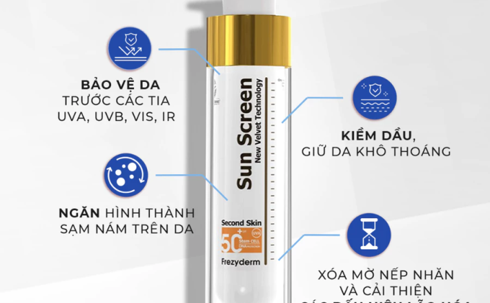 Gel chống nắng kiềm dầu thông minh Frezyderm Sun Screen Velvet Face SPF 50+ 50ml