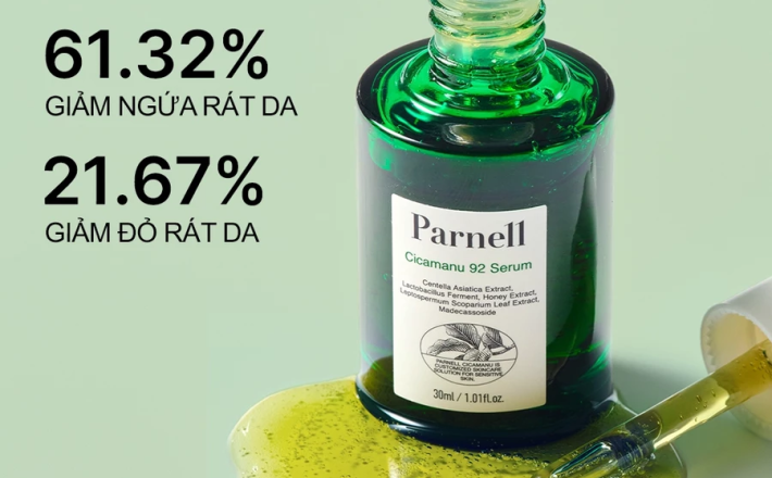 Tinh chất cấp ẩm dịu hóa, phục hồi chuyên sâu cho da mụn [Parnell Cicamanu 92 Serum 30ml]