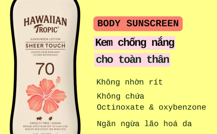 Kem chống nắng dưỡng ẩm toàn thân Hawaiian Tropic Sunscreen Sheer Touch SPF 70 USA2SAIGON