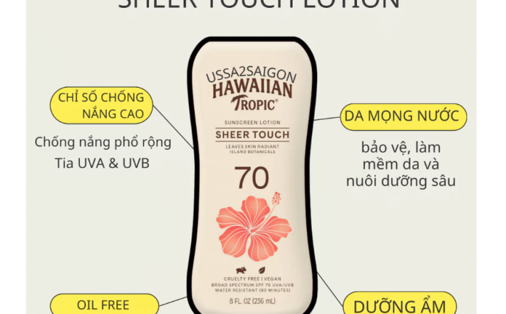Kem chống nắng dưỡng ẩm toàn thân Hawaiian Tropic Sunscreen Sheer Touch SPF 70 USA2SAIGON