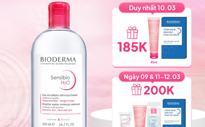 [ĐỘC QUYỀN LIVESTREAM] Dung dịch làm sạch và tẩy trang Micellar cho da thường &da nhạy cảm Bioderma Sensibio H2O - 500ml