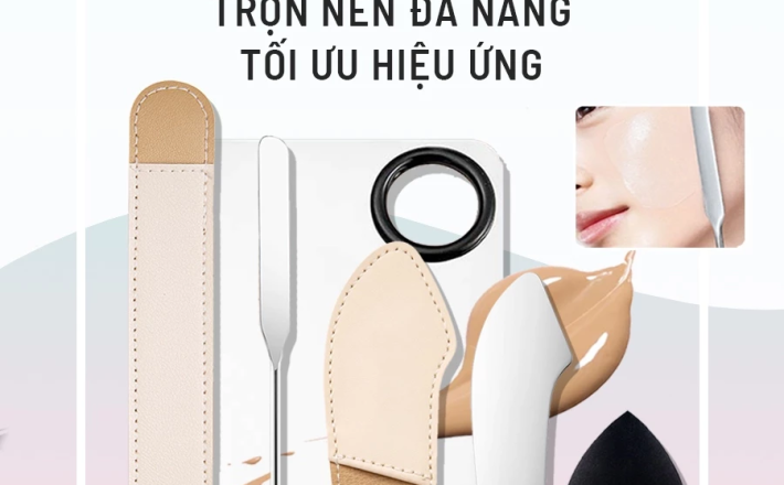 Bộ Dụng Cụ Trộn Tán Kem Nền TMR Que SP304 Bằng Thép Không Gỉ, Bẳng Trộn Cho Lớp Nền Mỏng Mịn